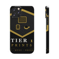 Slim Phone Case — Black & Gold Tier 1 Prints Logo Design