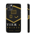 Slim Phone Case — Black & Gold Tier 1 Prints Logo Design
