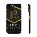 Slim Phone Case — Black & Gold Tier 1 Prints Logo Design