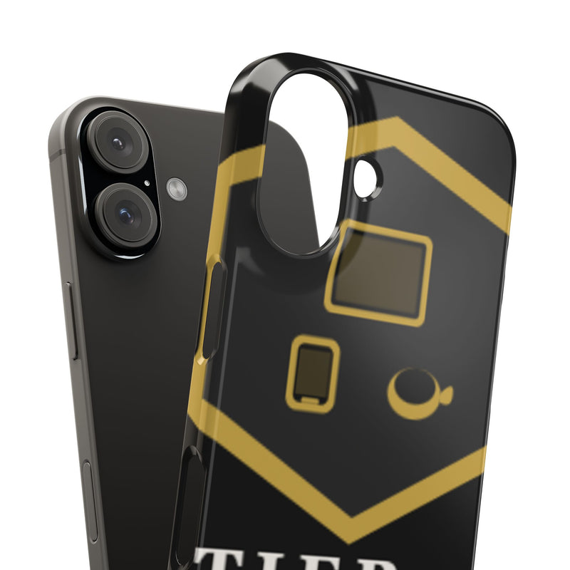 Slim Phone Case — Black & Gold Tier 1 Prints Logo Design