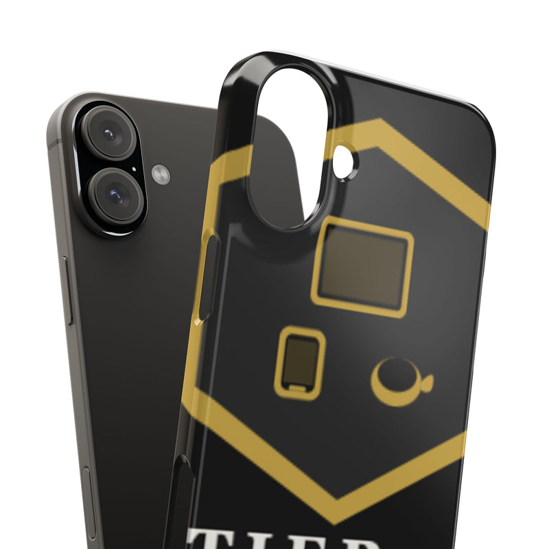 Slim Phone Case — Black & Gold Tier 1 Prints Logo Design