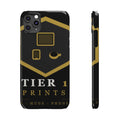Slim Phone Case — Black & Gold Tier 1 Prints Logo Design