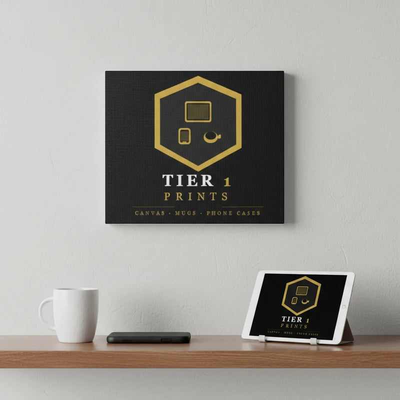 Tier 1 Prints Gold Logo Canvas Wall Art